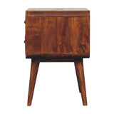 Large Curved Chestnut Bedside Table