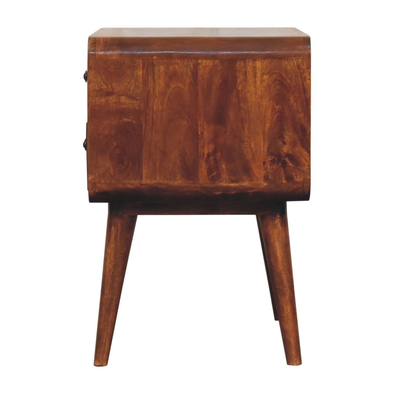 Large Curved Chestnut Bedside Table