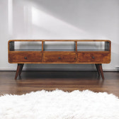 Trio Curved Chestnut Media Unit