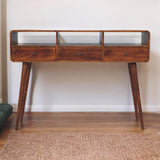 Triple Curved Chestnut Console Table