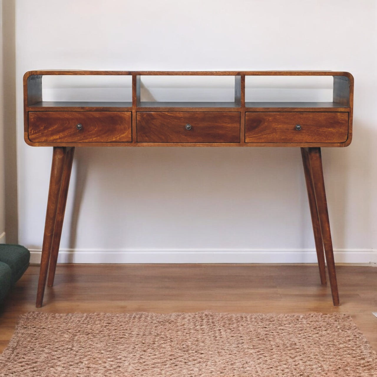 Triple Curved Chestnut Chest of Drawers
