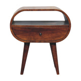 Large Chestnut Circular Open Bedside Table | Open Shelf