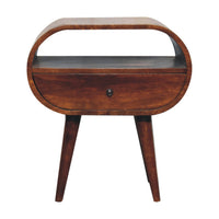 Large Chestnut Circular Open Bedside Table