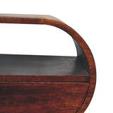 Large Chestnut Circular Open Bedside Table | Open Shelf