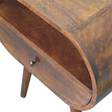 Large Chestnut Circular Open Bedside Table | Open Shelf