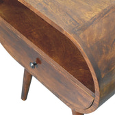 Large Chestnut Circular Open Bedside Table | Open Shelf