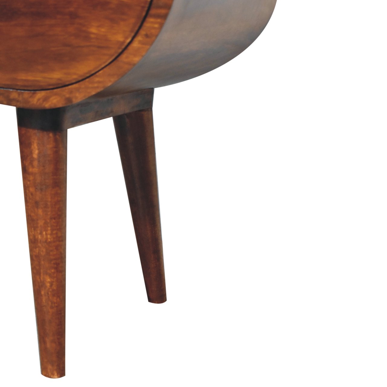 Large Chestnut Circular Open Bedside Table | Open Shelf