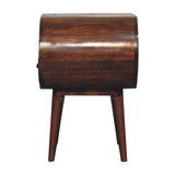Large Chestnut Circular Open Bedside Table | Open Shelf
