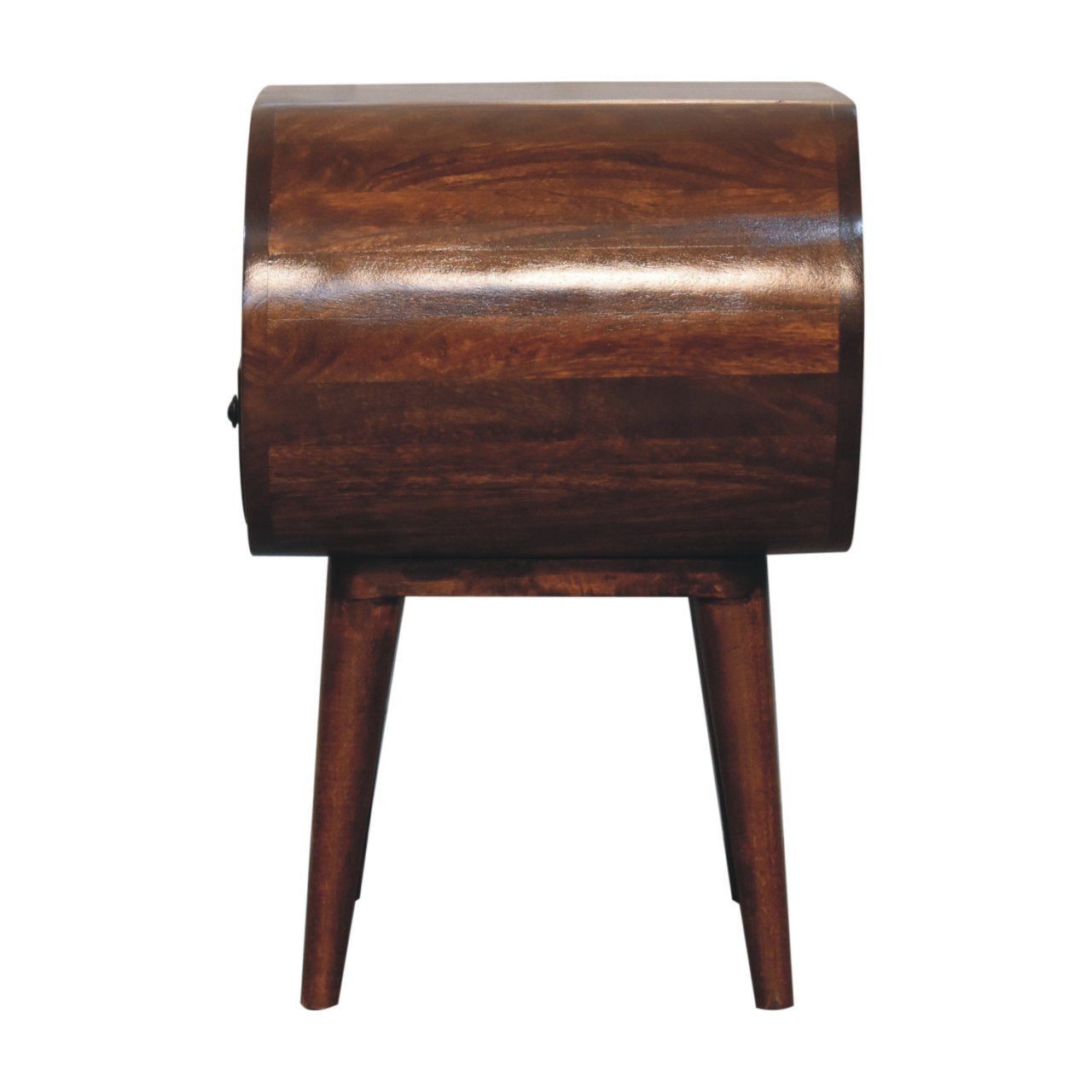 Large Chestnut Circular Open Bedside Table | Open Shelf