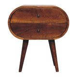 Large Chestnut Circular Bedside Table