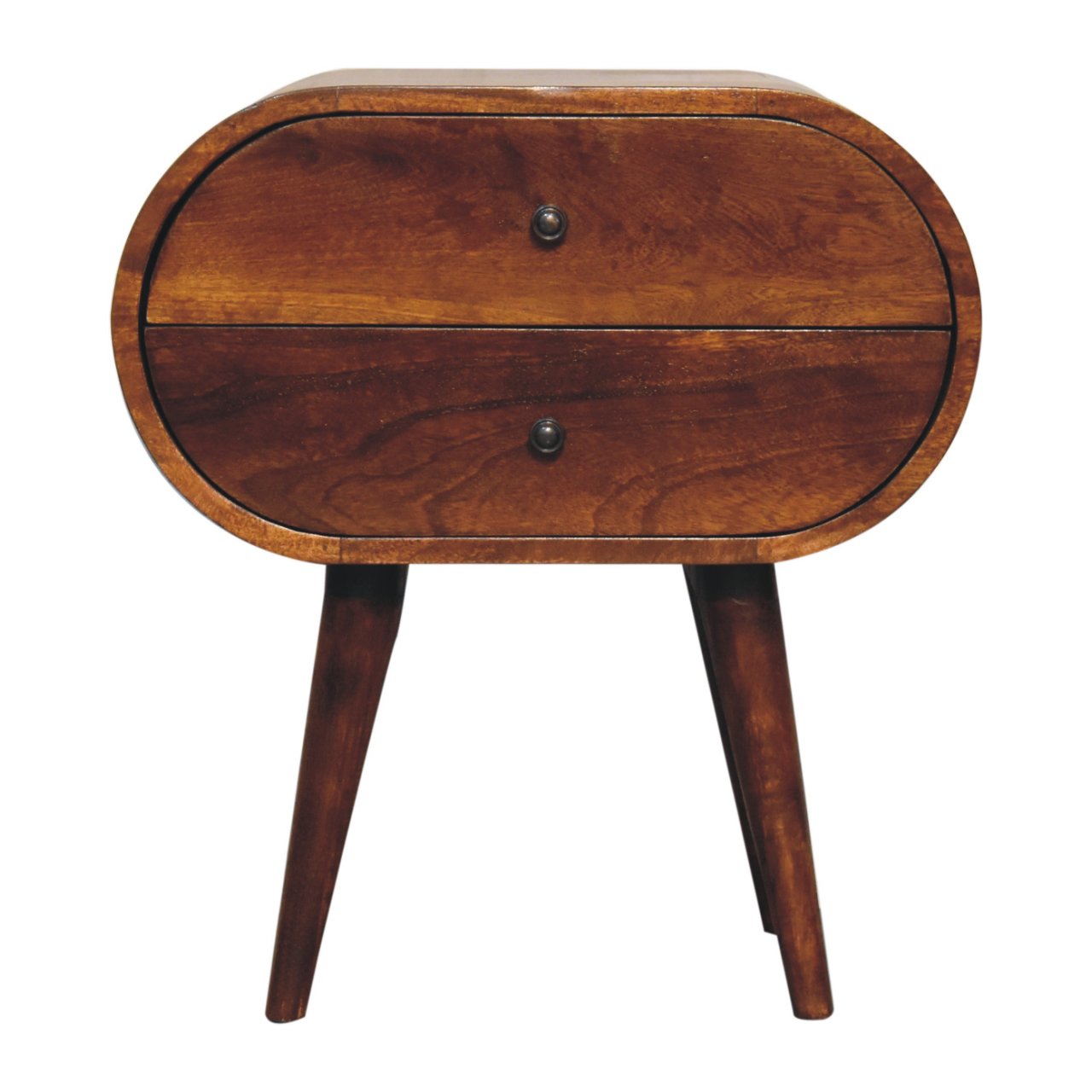 Large Chestnut Circular Bedside Table
