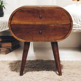 Large Chestnut Circular Bedside Table
