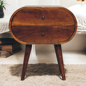 Large Chestnut Circular Bedside Table