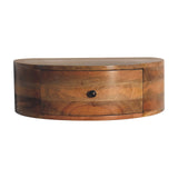 Large Wall Mounted Rounded Bedside Table | Oak Mango Wood Wall-Mounted