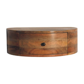 Large Wall Mounted Rounded Bedside Table | Oak Mango Wood Wall-Mounted