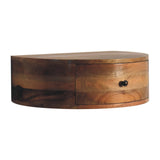 Large Wall Mounted Rounded Bedside Table | Oak Mango Wood Wall-Mounted