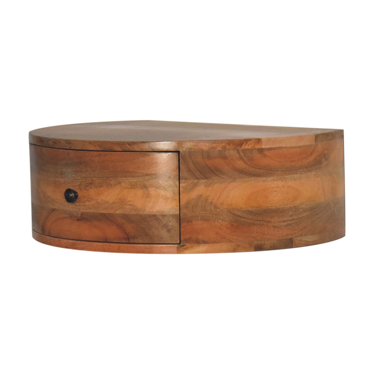 Large Wall Mounted Rounded Bedside Table | Oak Mango Wood Wall-Mounted