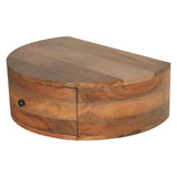 Large Wall Mounted Rounded Bedside Table | Oak Mango Wood Wall-Mounted