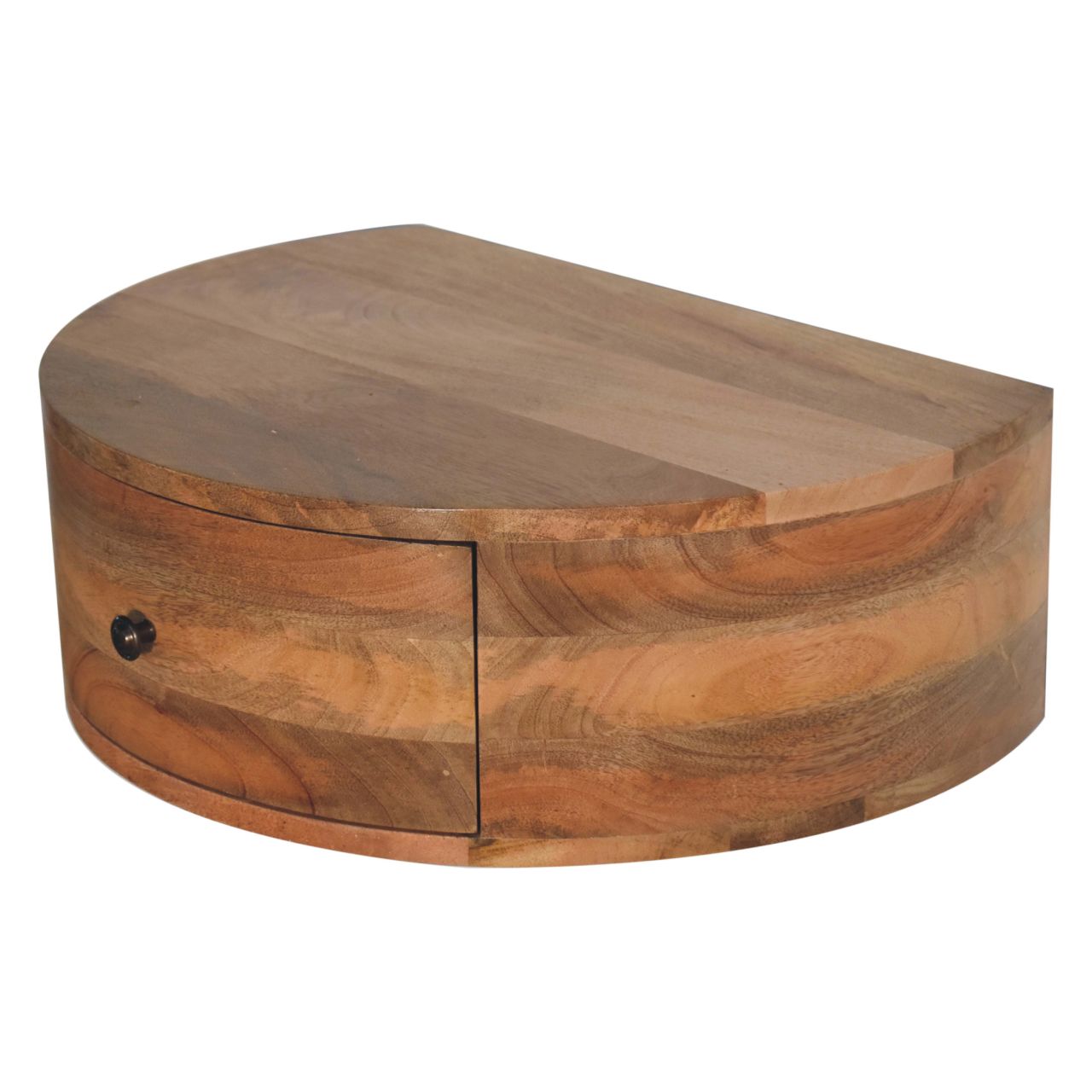 Large Wall Mounted Rounded Bedside Table | Oak Mango Wood Wall-Mounted