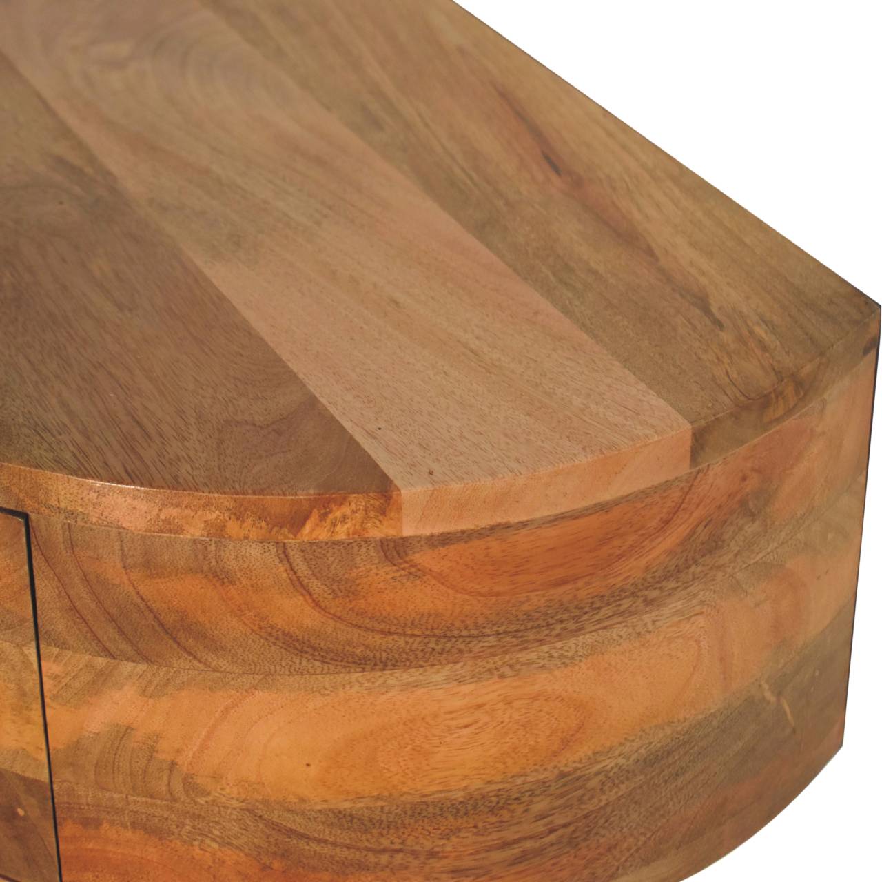 Large Wall Mounted Rounded Bedside Table | Oak Mango Wood Wall-Mounted