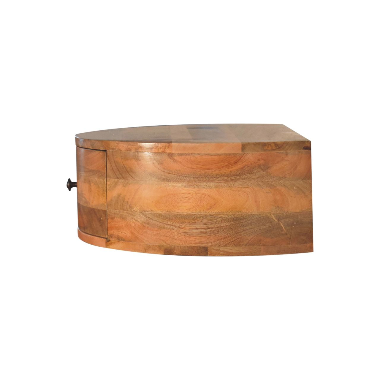 Large Wall Mounted Rounded Bedside Table | Oak Mango Wood Wall-Mounted