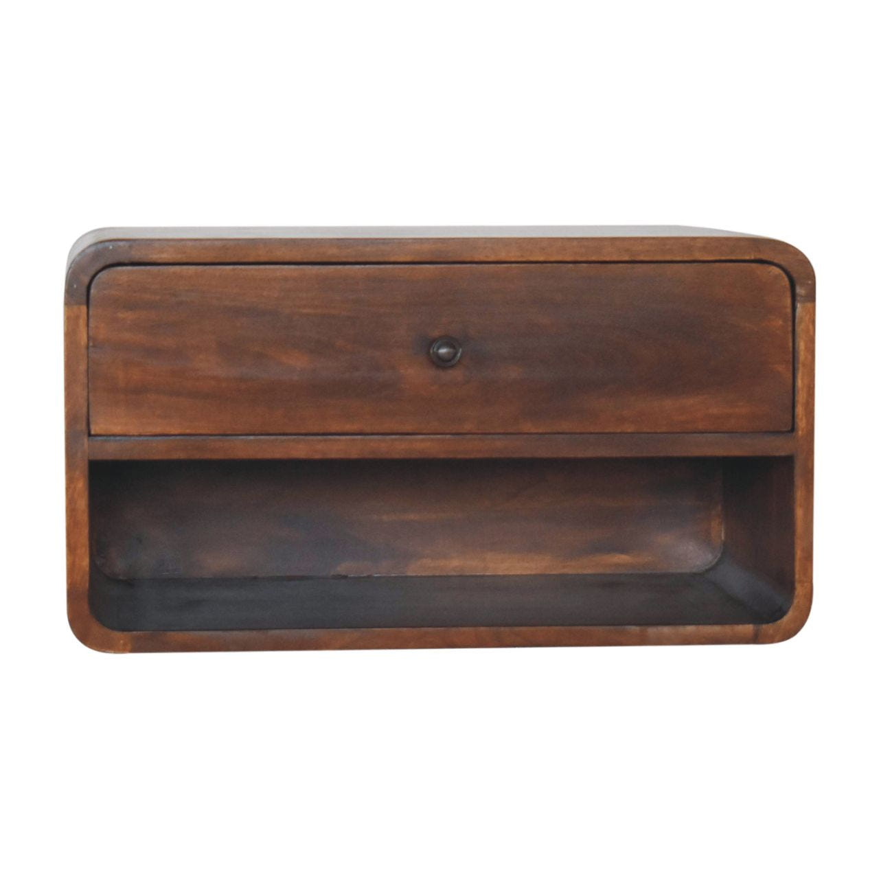 Large Chestnut Curve Floating Bedside Table