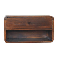 Large Chestnut Curve Floating Bedside Table