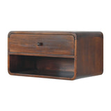 Large Chestnut Curve Floating Bedside Table