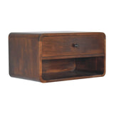 Large Chestnut Curve Floating Bedside Table