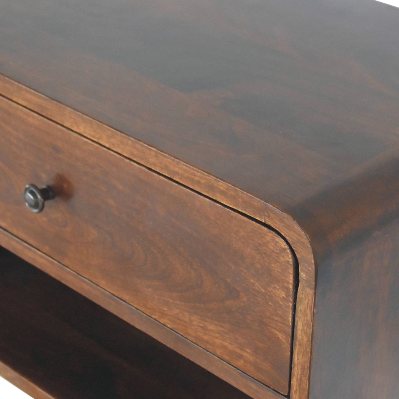 Large Chestnut Curve Floating Bedside Table