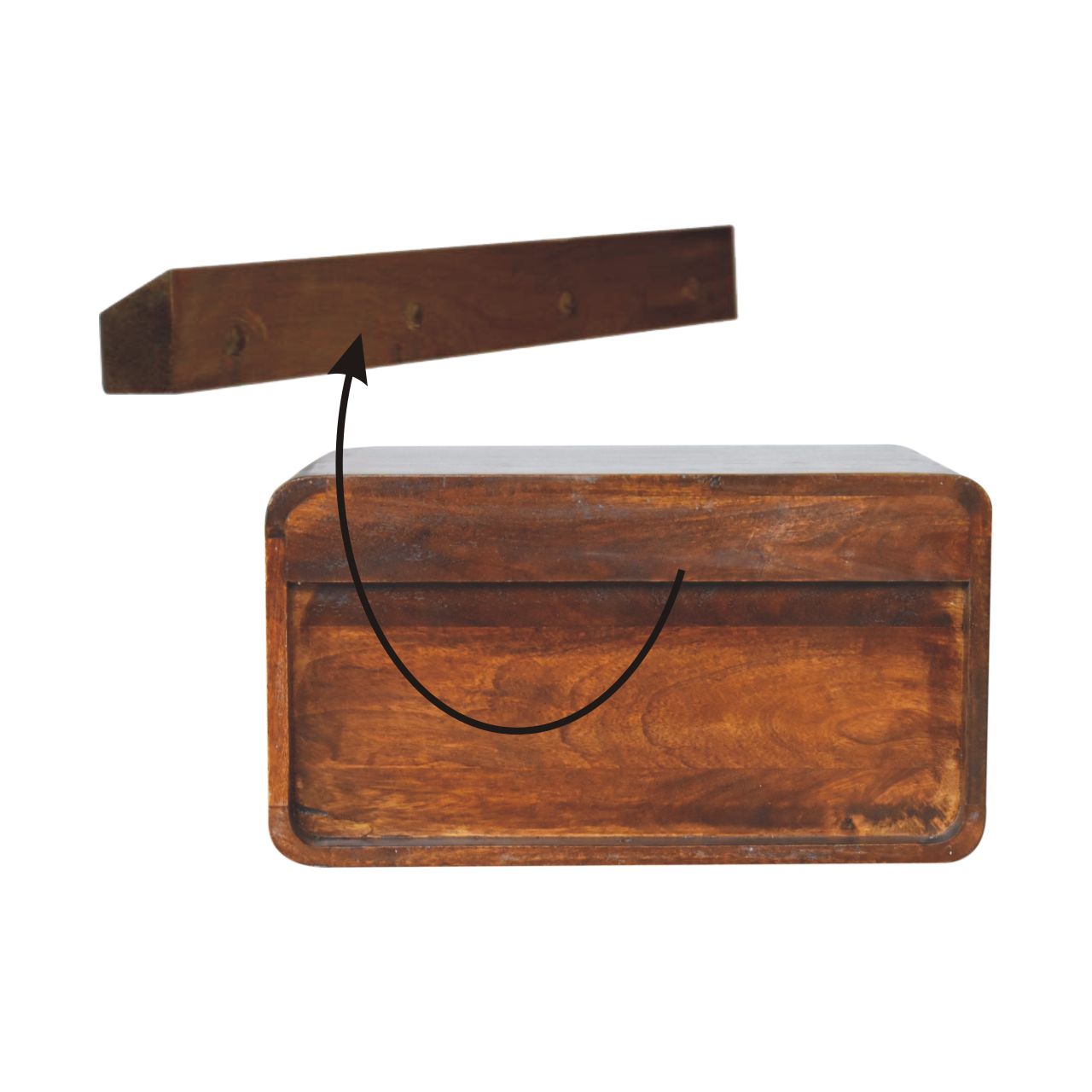 Large Chestnut Curve Floating Bedside Table