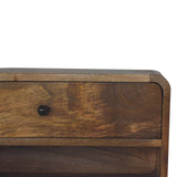 Large Floating Curve Open Slot Bedside Table | Oak Solid Mango Wood Wall-Mounted