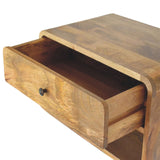 Large Floating Curve Open Slot Bedside Table | Oak Solid Mango Wood Wall-Mounted