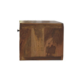 Large Floating Curve Open Slot Bedside Table | Oak Solid Mango Wood Wall-Mounted
