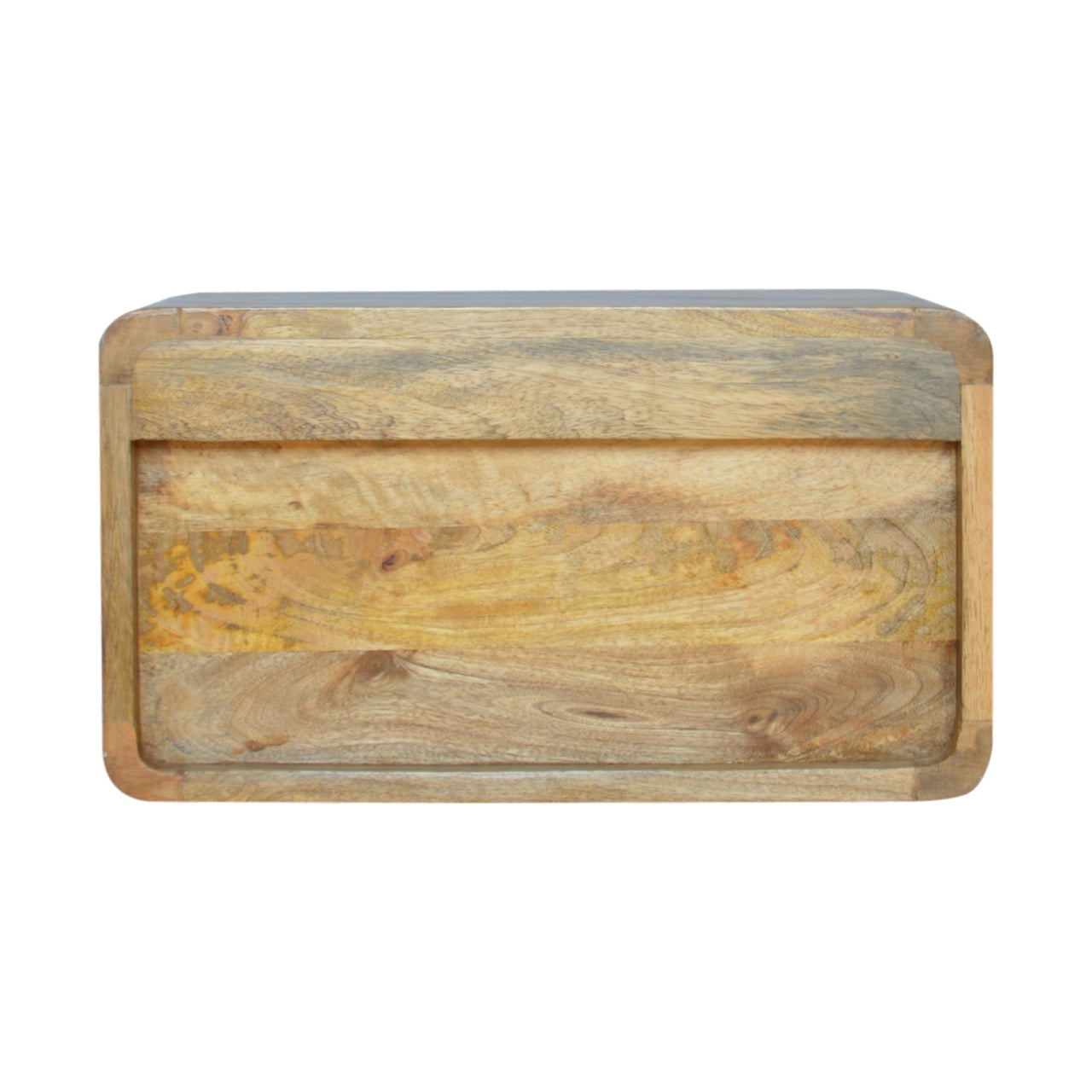 Large Floating Curve Open Slot Bedside Table | Oak Solid Mango Wood Wall-Mounted