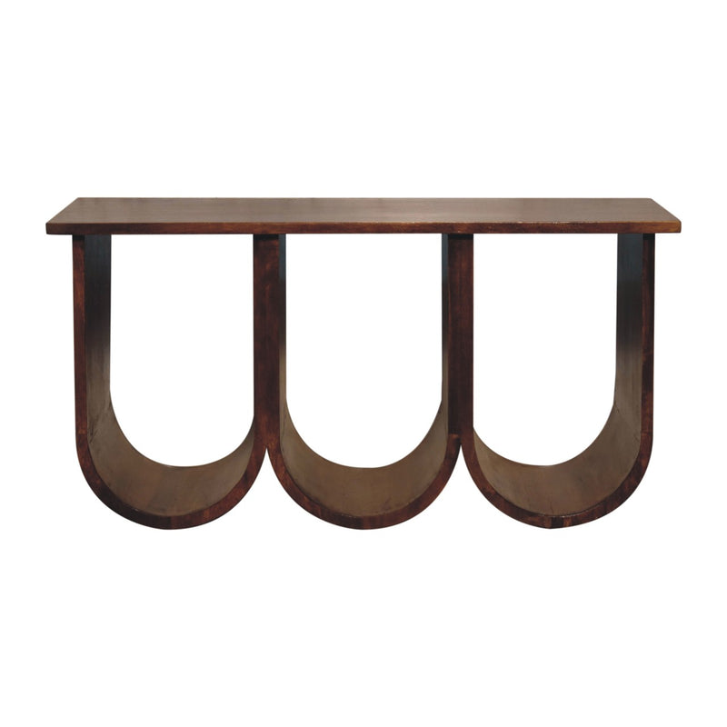 Triple Open Style Coffee Table | Chestnut Solid Mango Wood