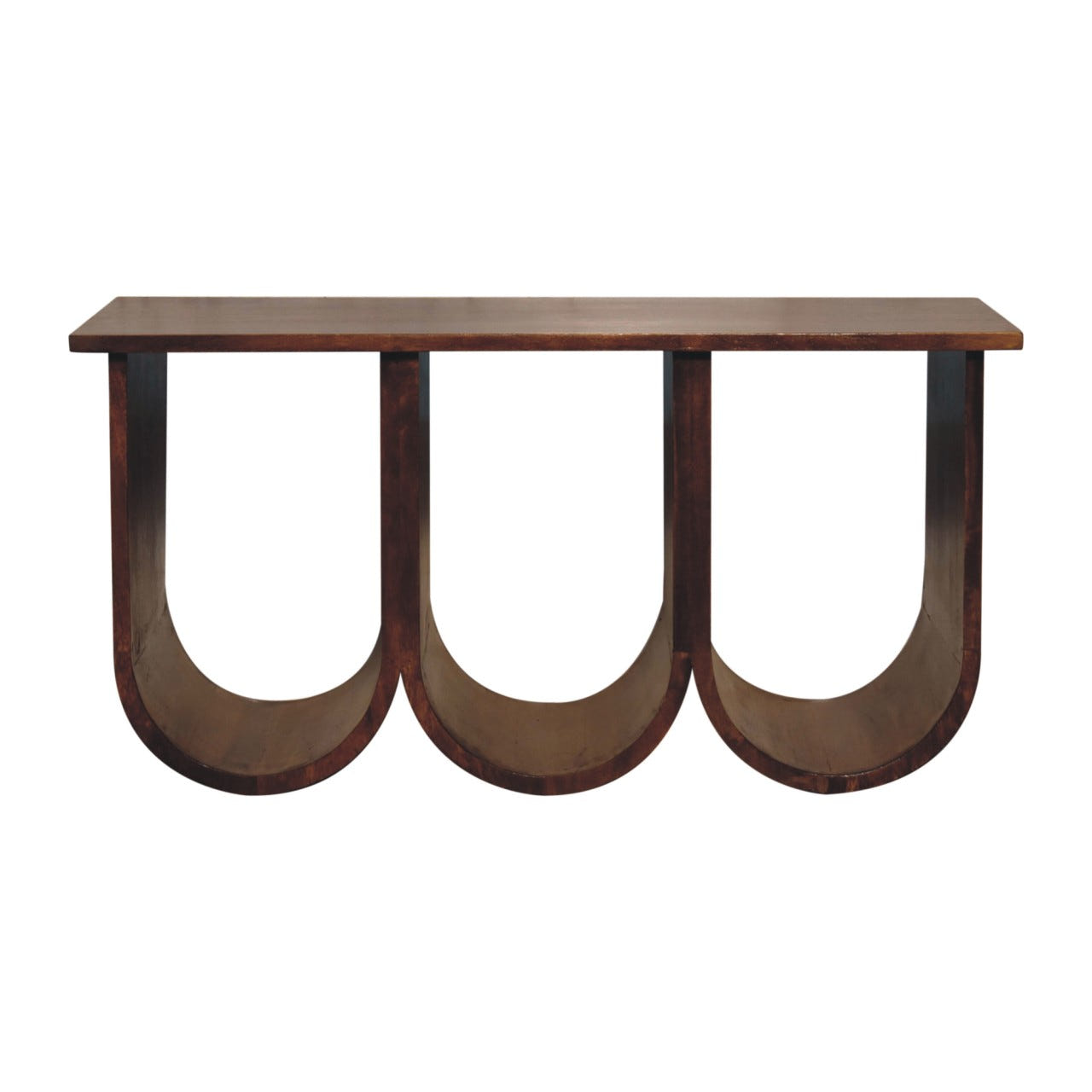 Triple Open Style Coffee Table | Chestnut Solid Mango Wood