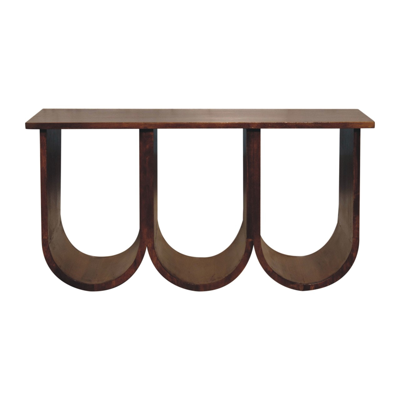 Triple Open Style Coffee Table | Chestnut Solid Mango Wood