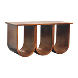 Triple Open Style Coffee Table | Chestnut Solid Mango Wood
