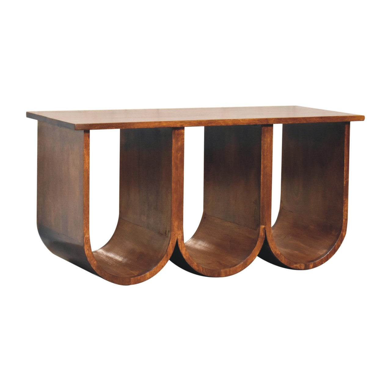 Triple Open Style Coffee Table | Chestnut Solid Mango Wood