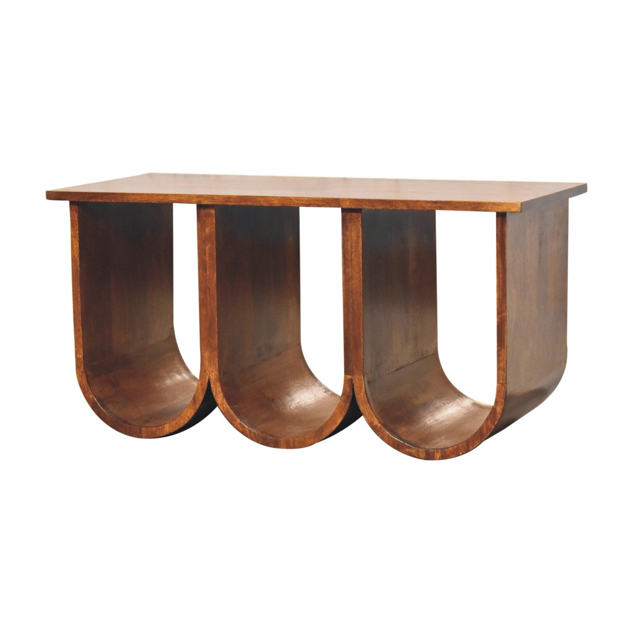 Triple Open Style Coffee Table | Chestnut Solid Mango Wood