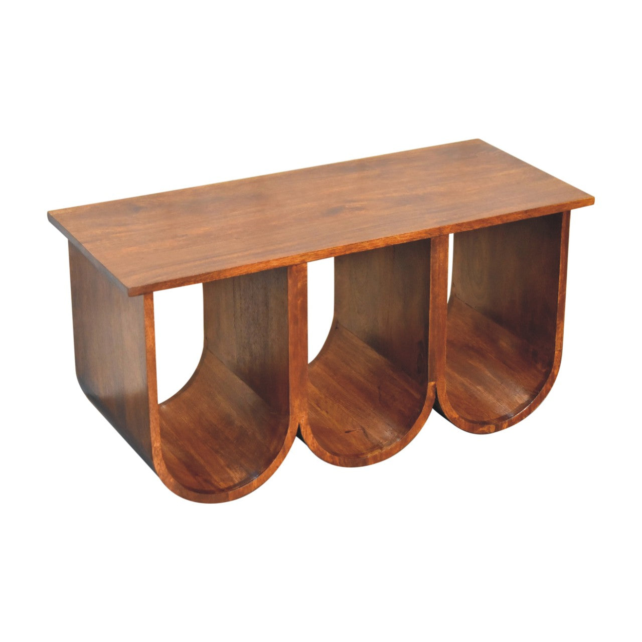 Triple Open Style Coffee Table | Chestnut Solid Mango Wood