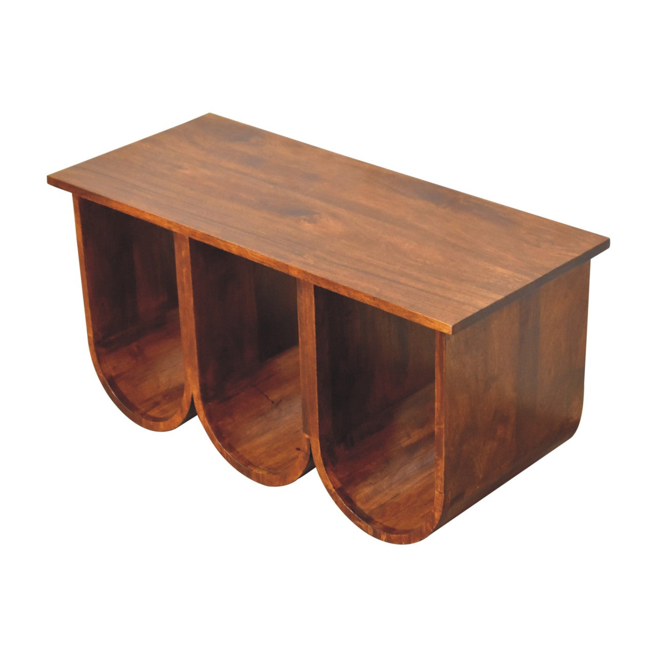 Triple Open Style Coffee Table | Chestnut Solid Mango Wood