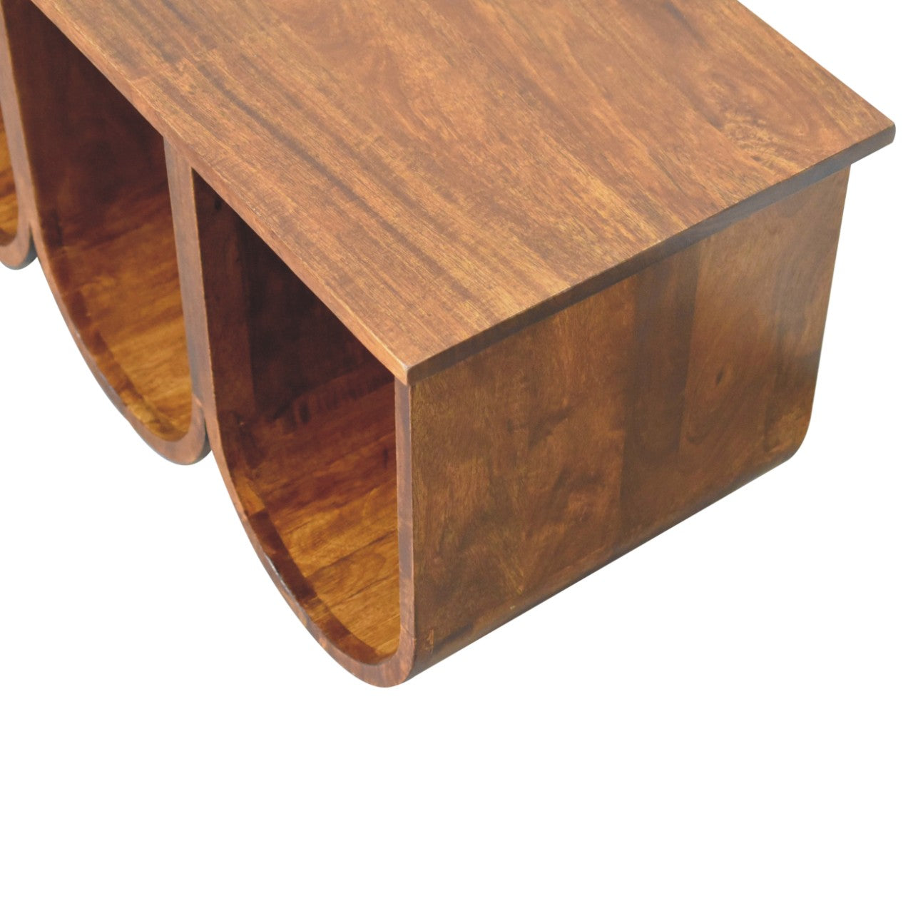Triple Open Style Coffee Table | Chestnut Solid Mango Wood