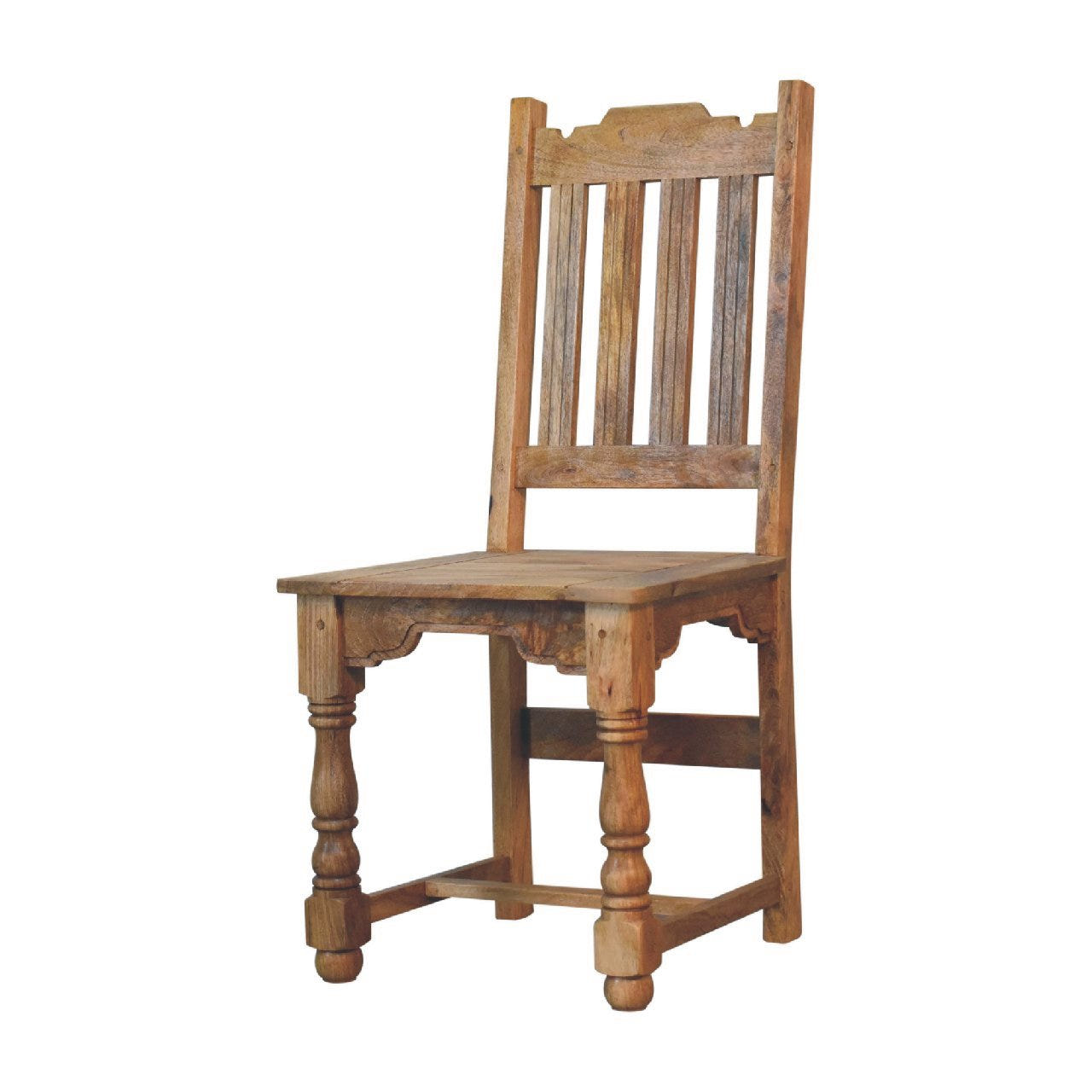 Granary Turned Dining Chair Set of 2 | Distressed Oak Solid Mango Wood