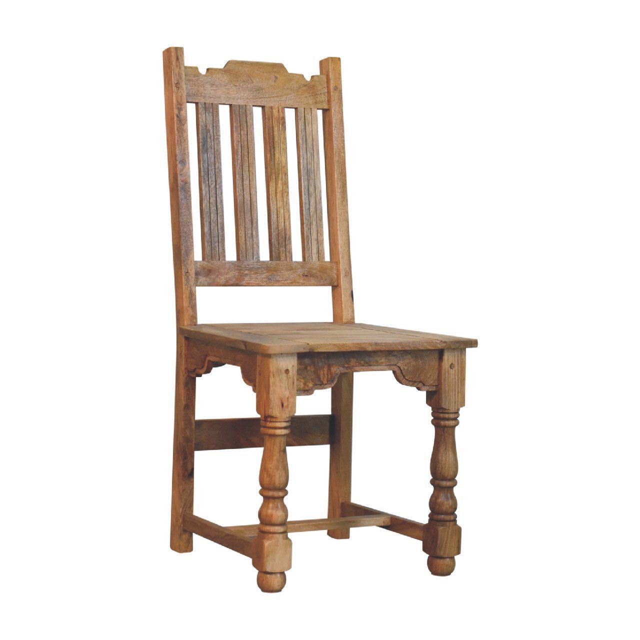 Granary Turned Dining Chair Set of 2 | Distressed Oak Solid Mango Wood