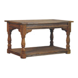Granary Turned Coffee Table | Distressed Oak Solid Mango Wood