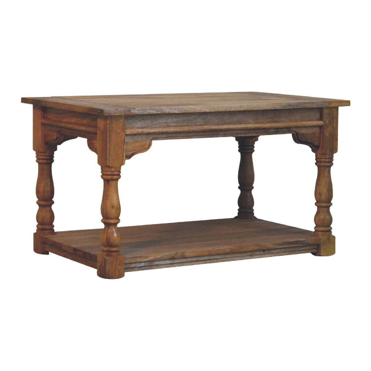 Granary Turned Coffee Table | Distressed Oak Solid Mango Wood