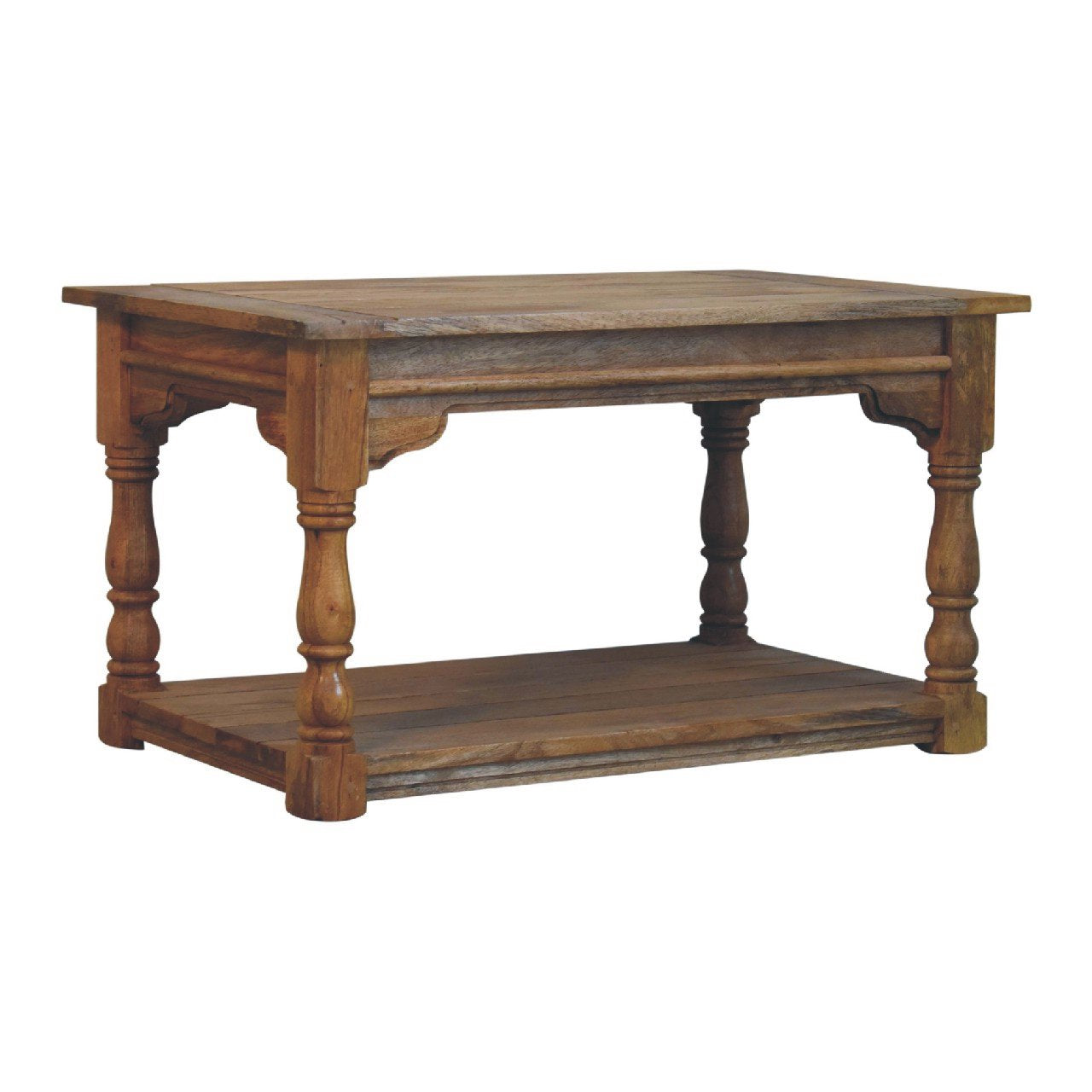 Granary Turned Coffee Table | Distressed Oak Solid Mango Wood