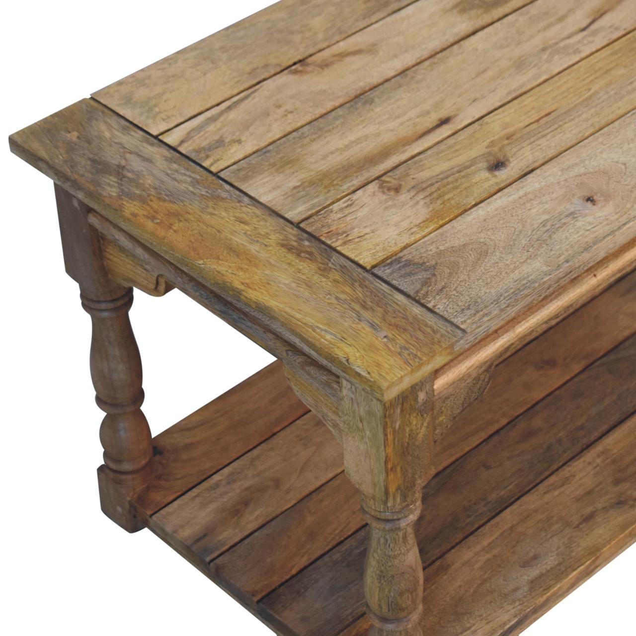 Granary Turned Coffee Table | Distressed Oak Solid Mango Wood